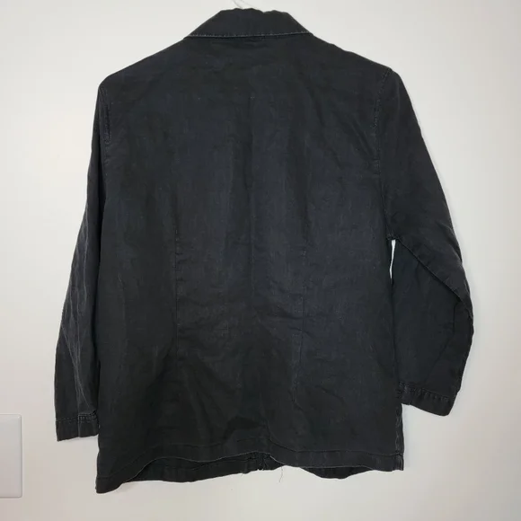 Grace Elements 100% LINEN jacket black lightweight blazer LG women's coat - Picture 9 of 9